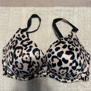 🤑Victoria's Secret Black and Pink Leopard Plunge 34 DD Bra